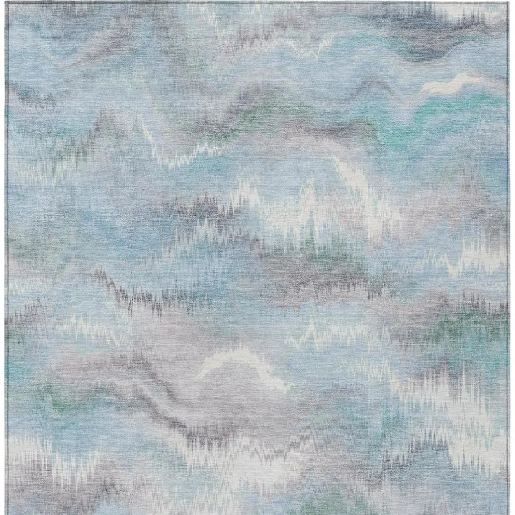 3' X 5' Sky Blue And Blue Abstract Washable Indoor Outdoor Area Rug Homeroots Outdoor