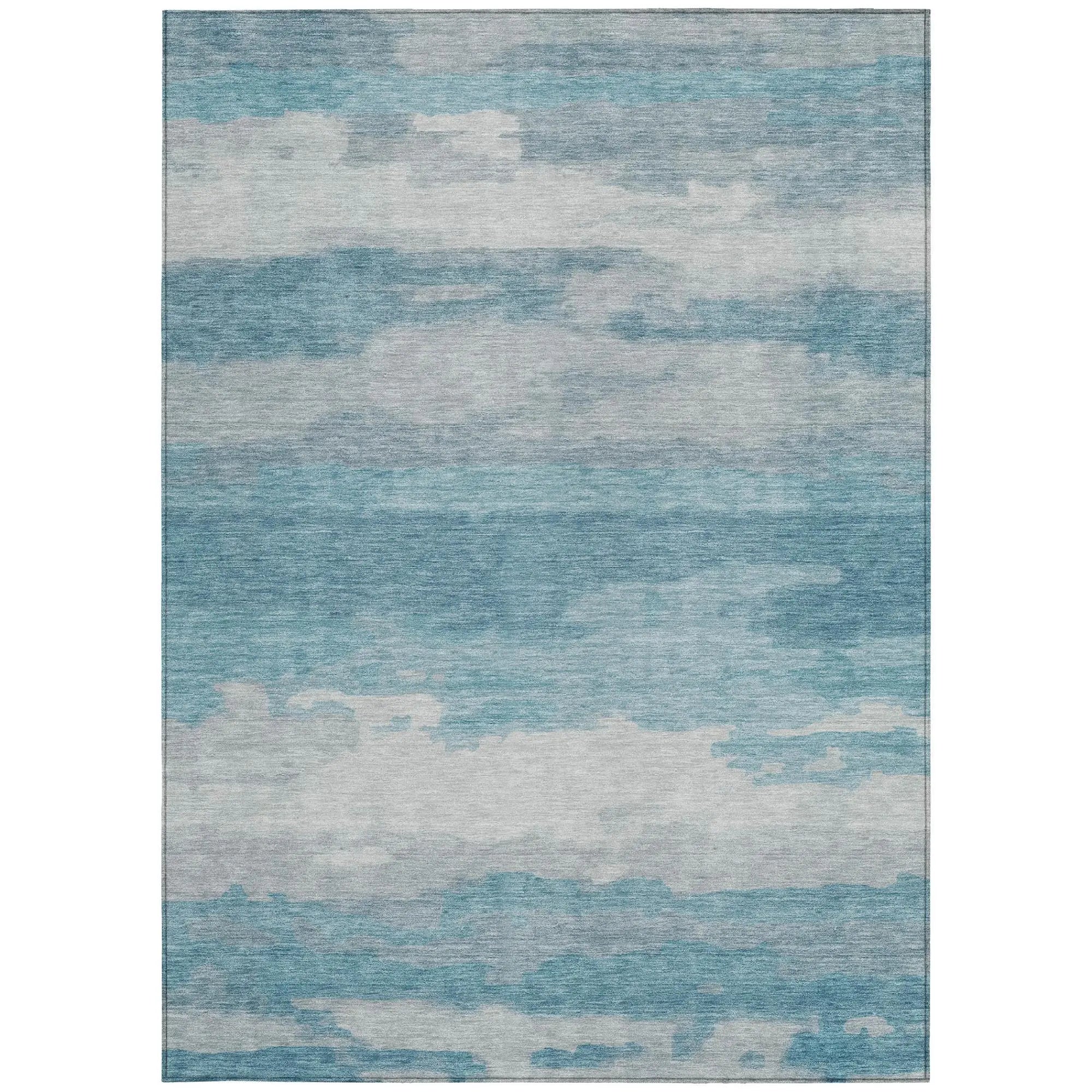 3' X 5' Sky Blue And Blue Abstract Washable Indoor Outdoor Area Rug Homeroots Outdoor