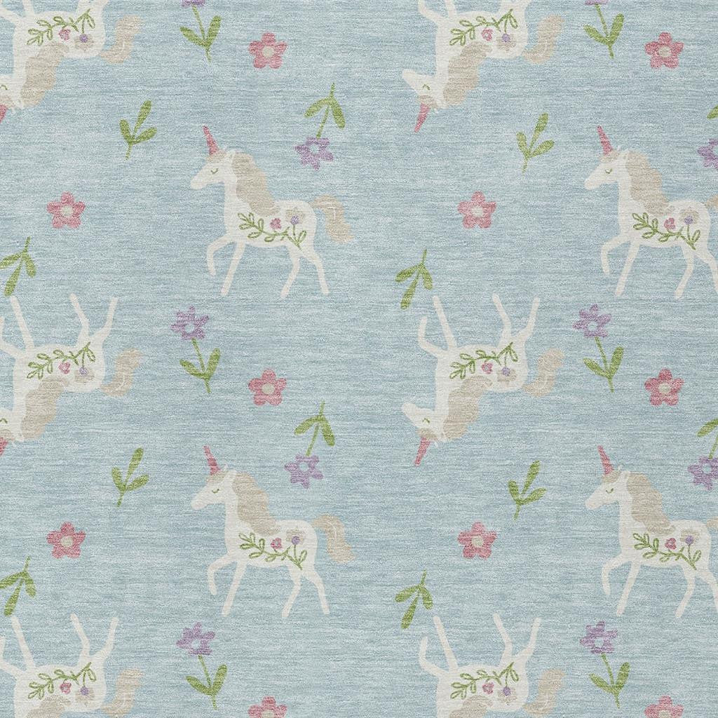 3' X 5' Sky Blue And Blue Floral Washable Indoor Outdoor Area Rug Homeroots Outdoor