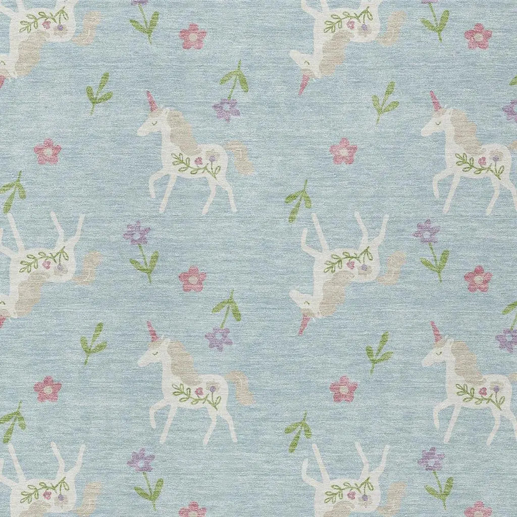 3' X 5' Sky Blue And Blue Floral Washable Indoor Outdoor Area Rug Homeroots Outdoor