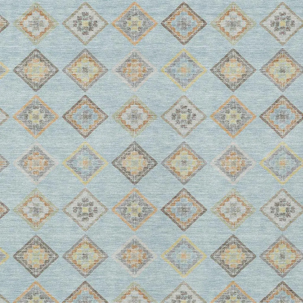 3' X 5' Sky Blue And Blue Geometric Washable Indoor Outdoor Area Rug Homeroots Outdoor