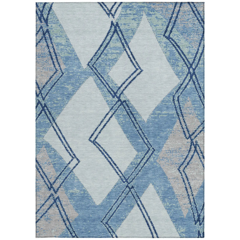 3' X 5' Sky Blue And Blue Geometric Washable Indoor Outdoor Area Rug Homeroots Outdoor