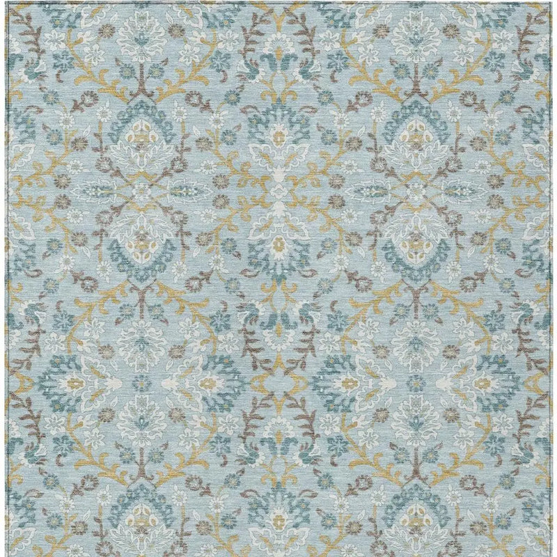 3' X 5' Sky Blue And Blue Geometric Washable Indoor Outdoor Area Rug Homeroots Outdoor
