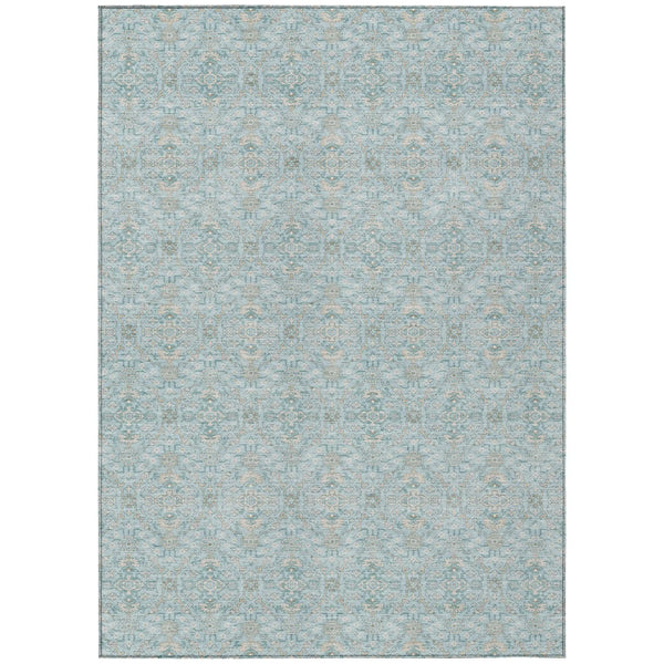 3' X 5' Sky Blue And Blue Oriental Washable Indoor Outdoor Area Rug Homeroots Outdoor