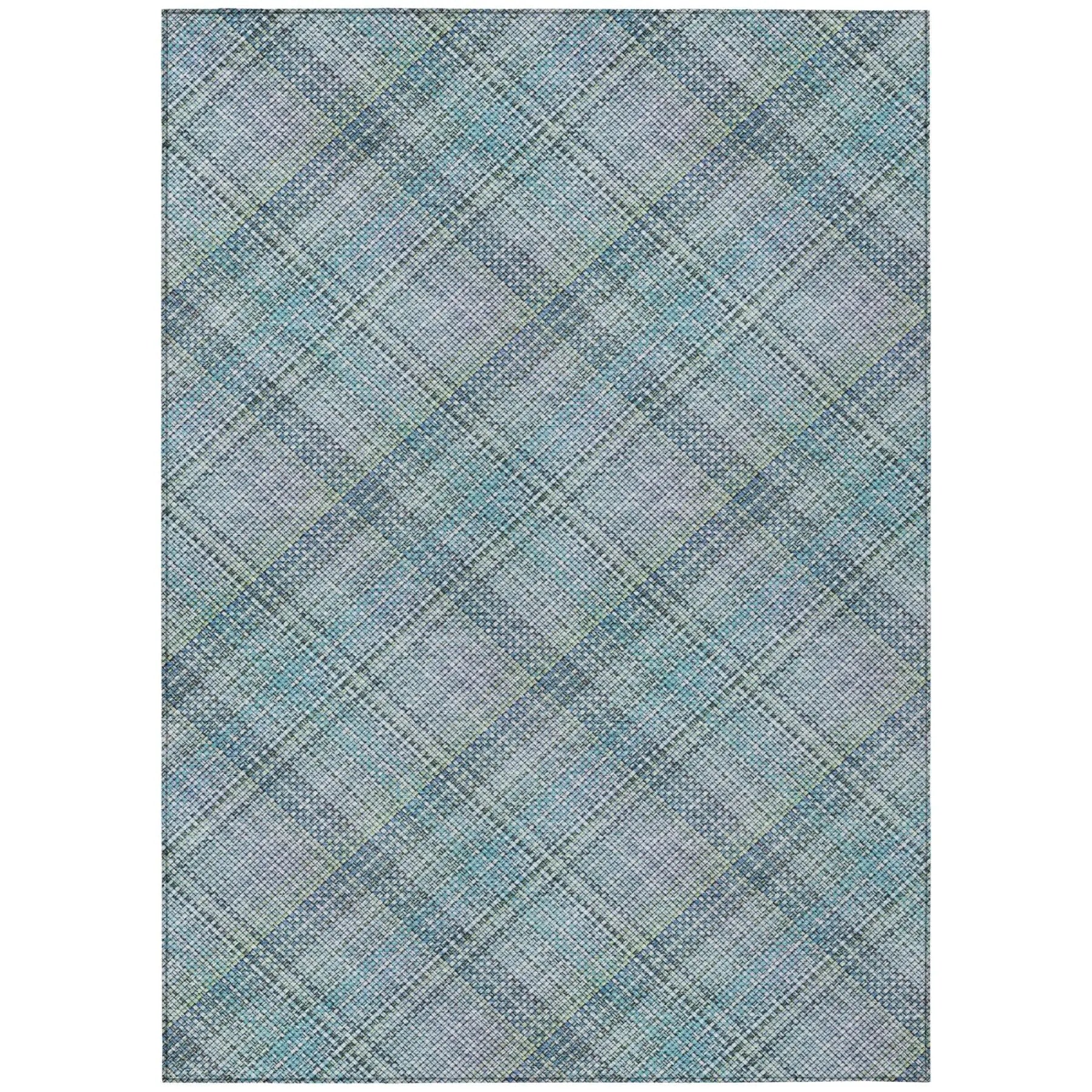 3' X 5' Sky Blue And Blue Plaid Washable Indoor Outdoor Area Rug Homeroots Outdoor