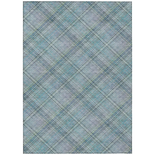 3' X 5' Sky Blue And Blue Plaid Washable Indoor Outdoor Area Rug Homeroots Outdoor