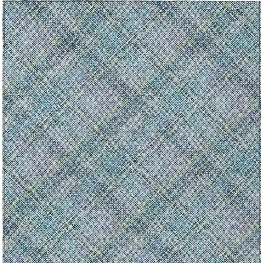 3' X 5' Sky Blue And Blue Plaid Washable Indoor Outdoor Area Rug Homeroots Outdoor
