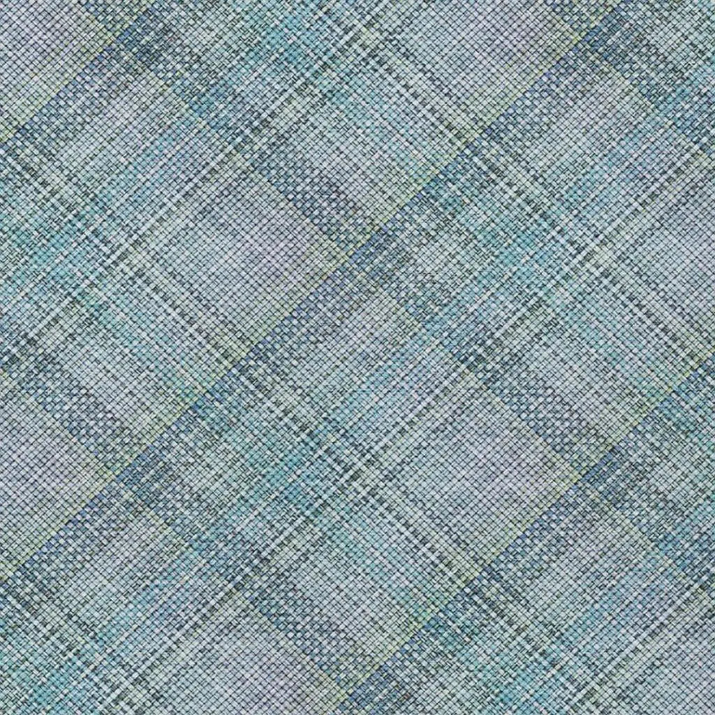 3' X 5' Sky Blue And Blue Plaid Washable Indoor Outdoor Area Rug Homeroots Outdoor