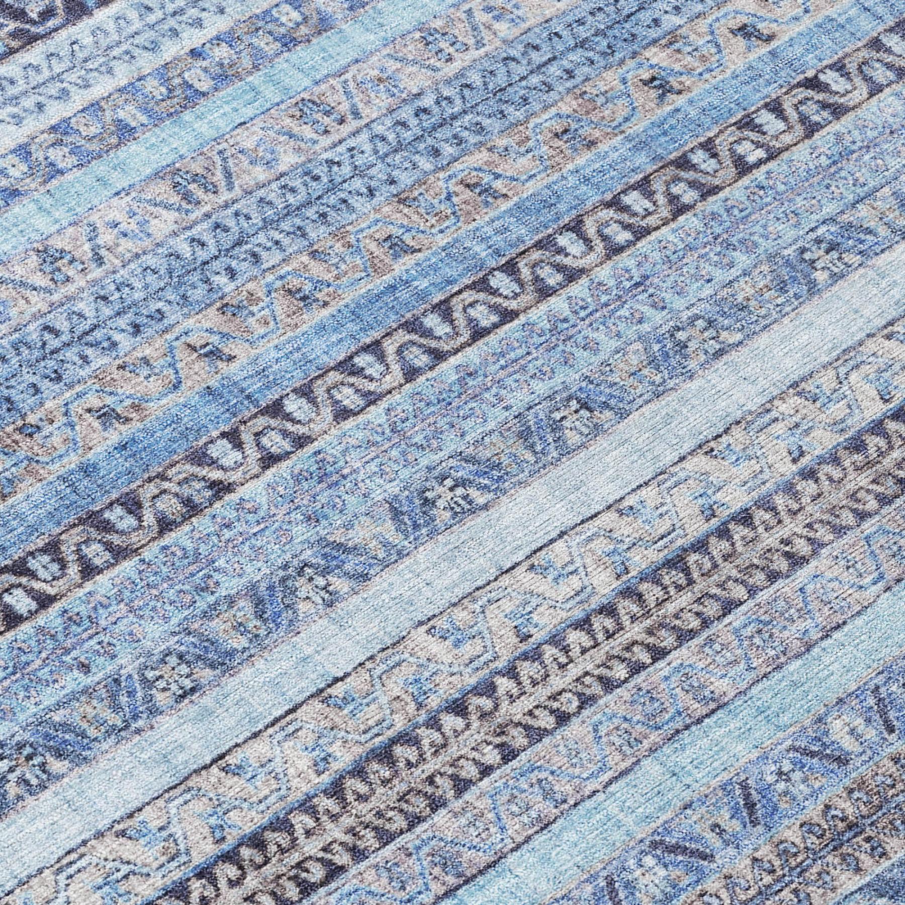 3' X 5' Sky Blue And Blue Striped Washable Indoor Outdoor Area Rug Homeroots Outdoor