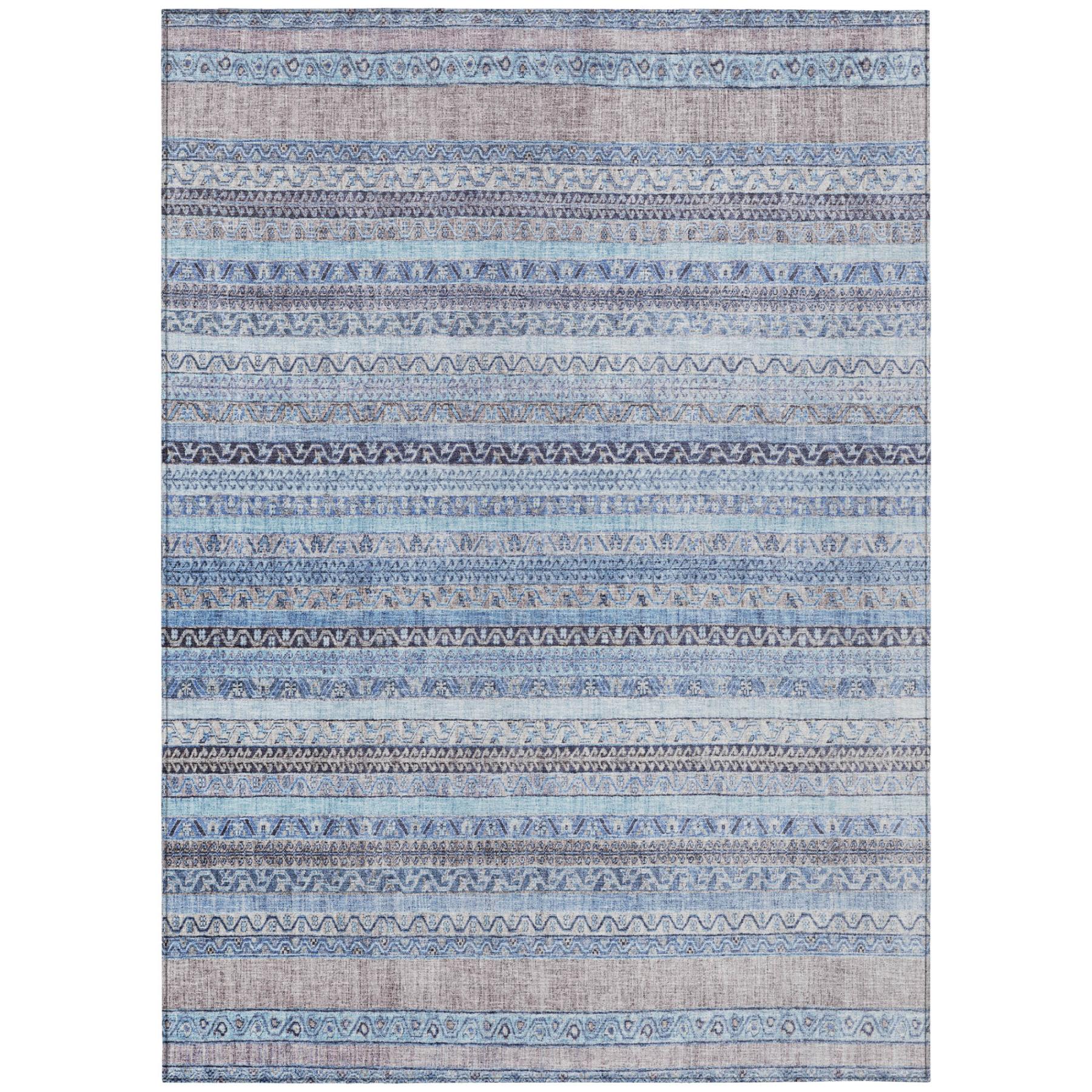 3' X 5' Sky Blue And Blue Striped Washable Indoor Outdoor Area Rug Homeroots Outdoor
