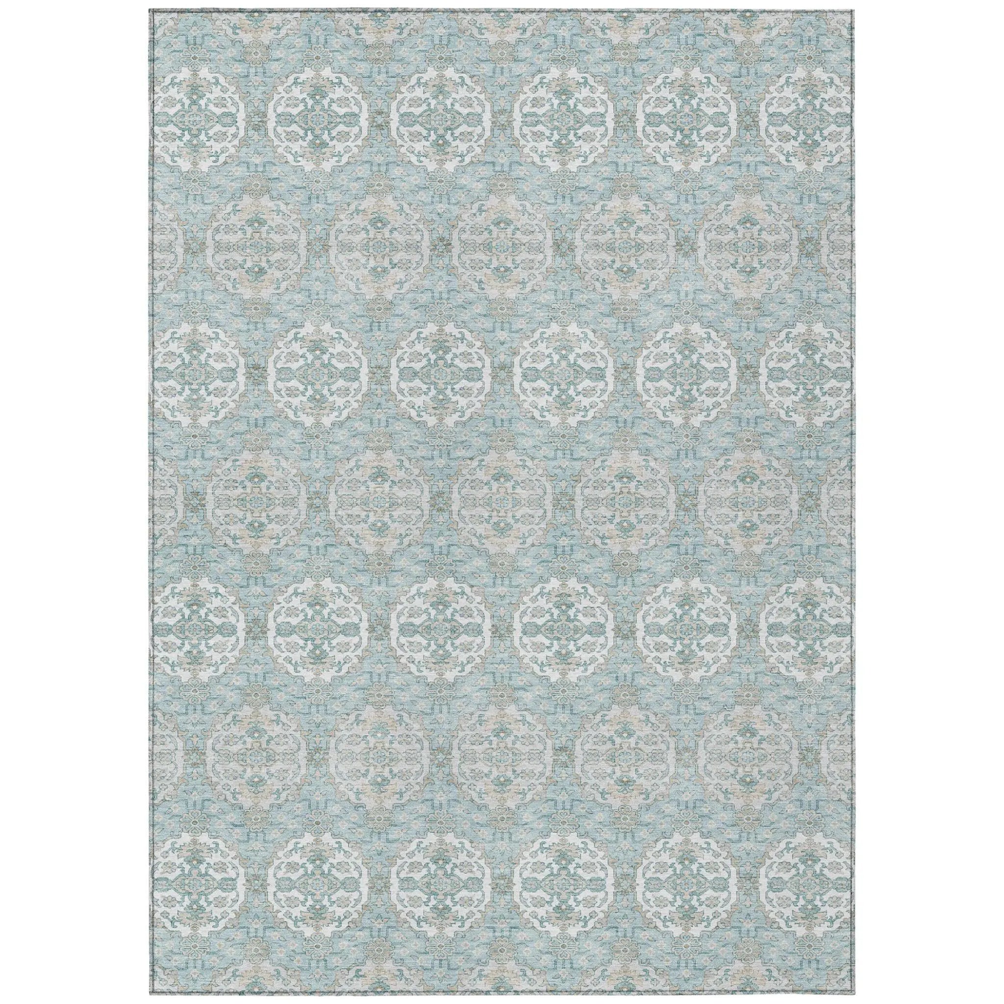 3' X 5' Sky Blue And Blue Striped Washable Indoor Outdoor Area Rug Homeroots Outdoor