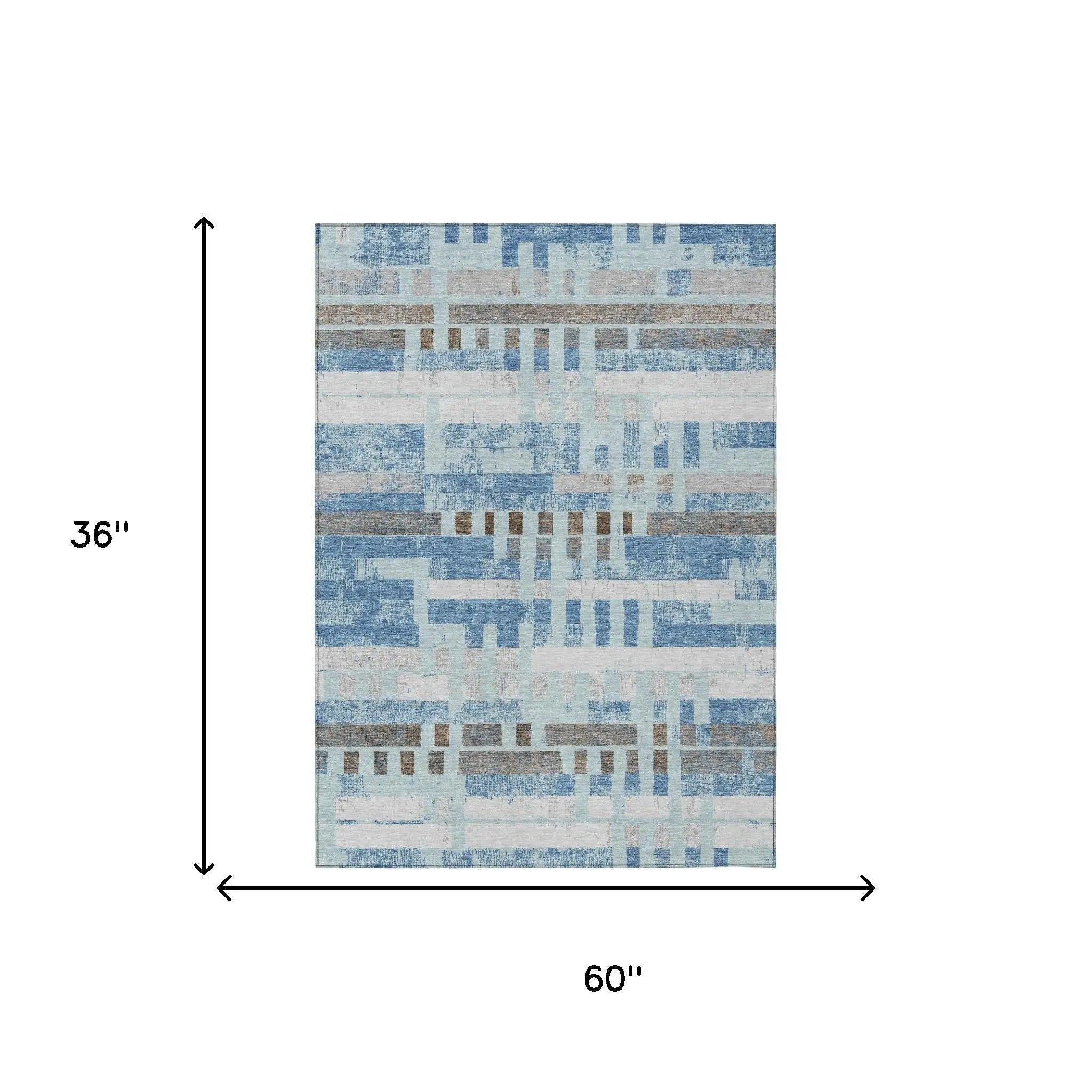 3' X 5' Sky Blue And Blue Striped Washable Indoor Outdoor Area Rug Homeroots Outdoor