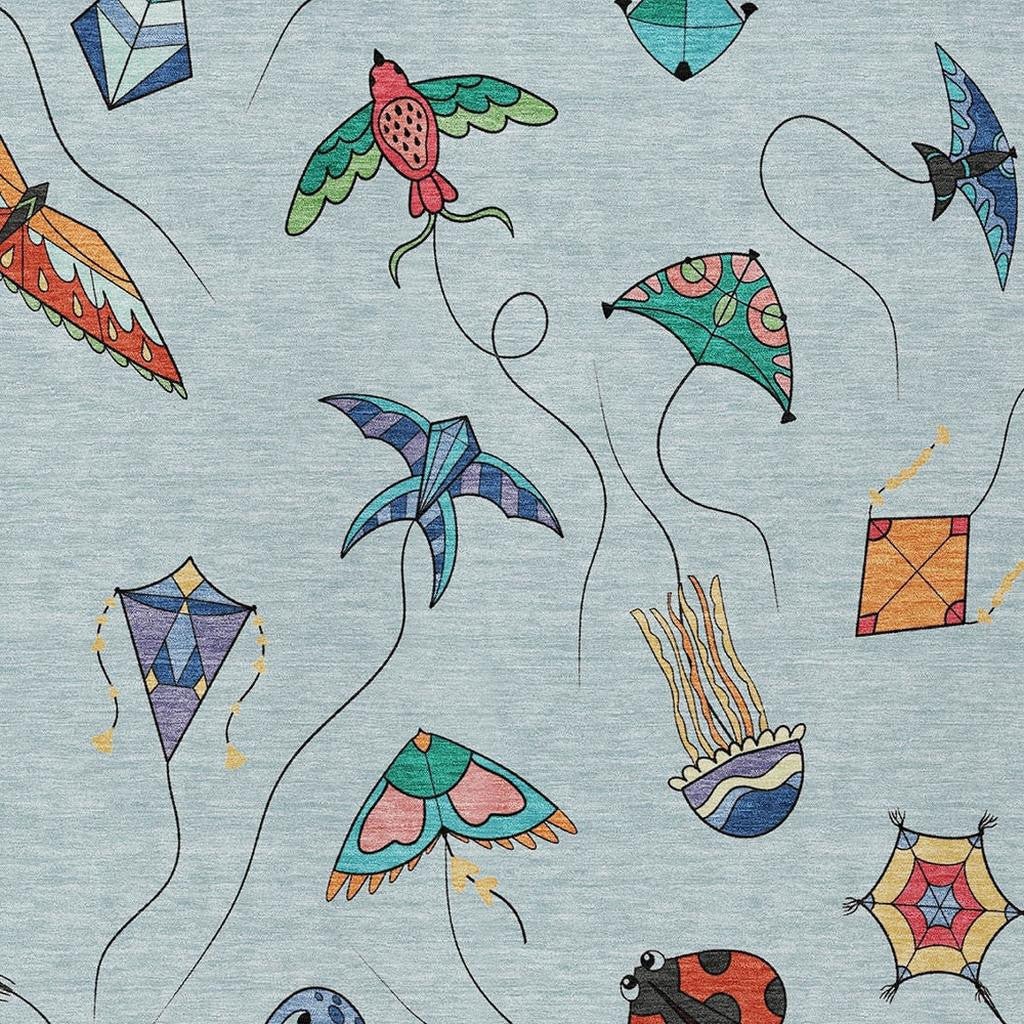 3' X 5' Sky Blue And Gold Geometric Washable Indoor Outdoor Area Rug Homeroots Outdoor