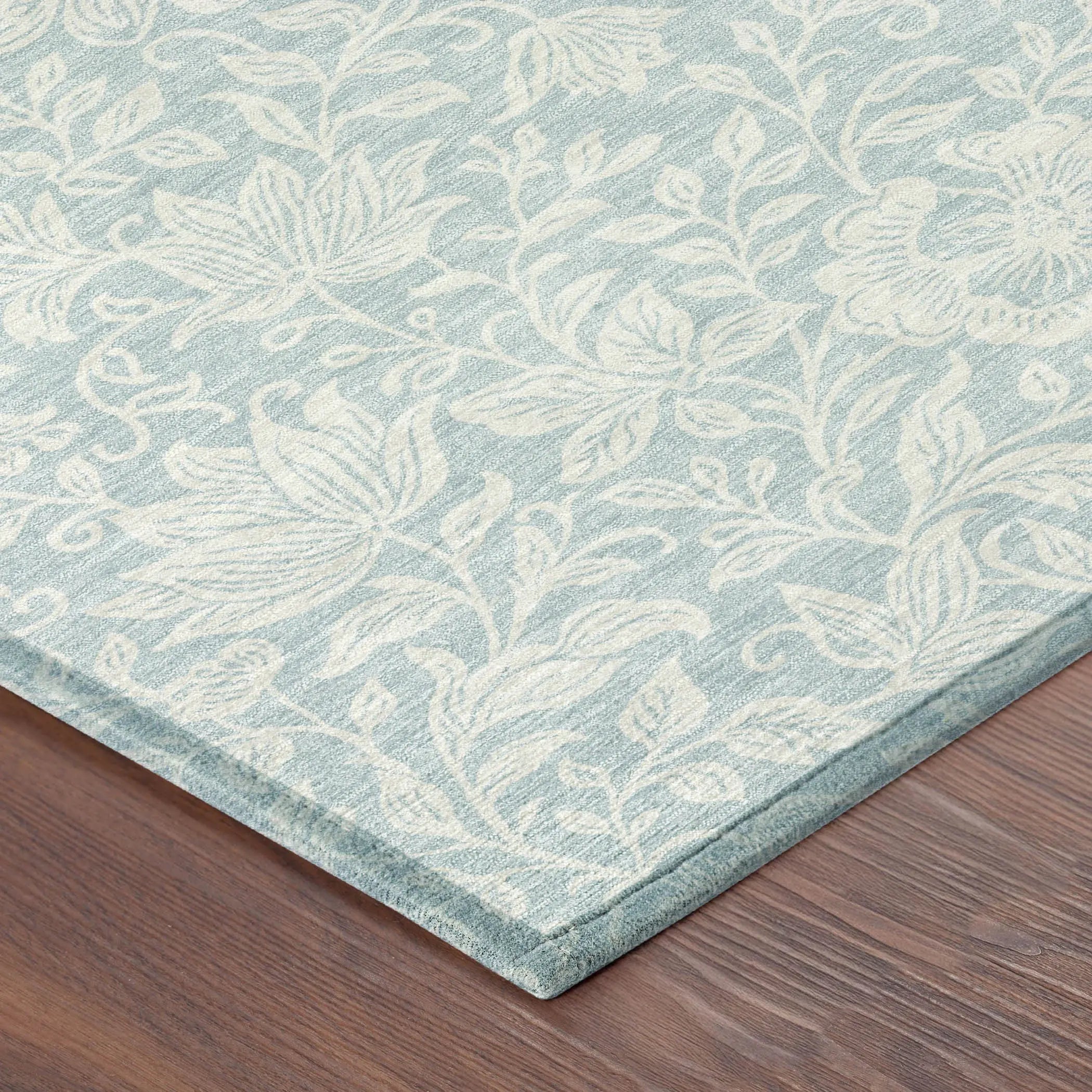 3' X 5' Sky Blue And Ivory Floral Washable Indoor Outdoor Area Rug Homeroots Outdoor
