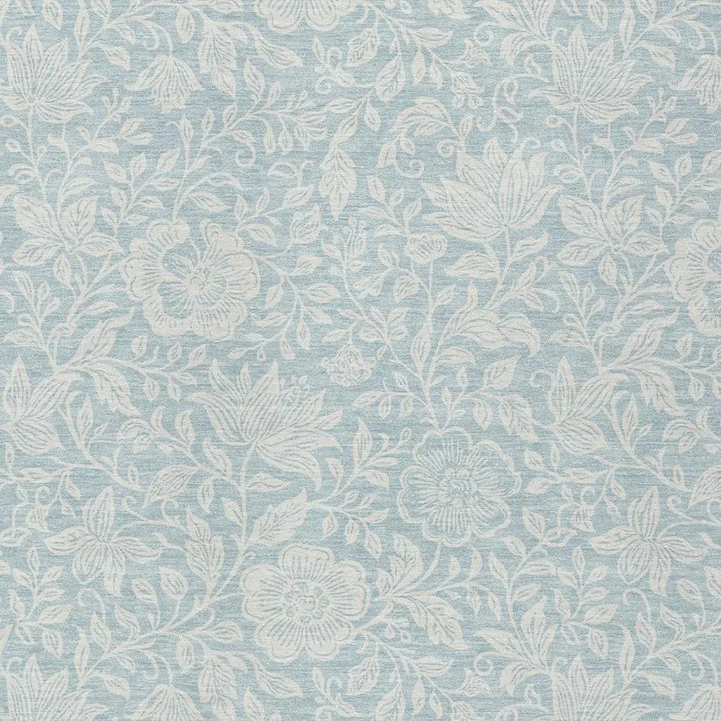 3' X 5' Sky Blue And Ivory Floral Washable Indoor Outdoor Area Rug Homeroots Outdoor