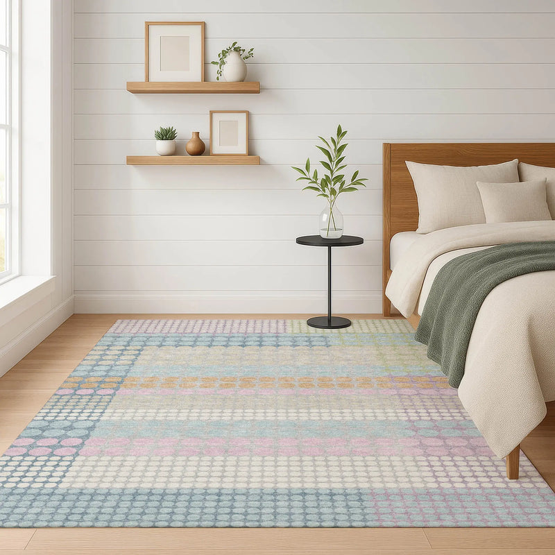 3' X 5' Sky Blue And Lavender Geometric Washable Indoor Outdoor Area Rug Homeroots Outdoor