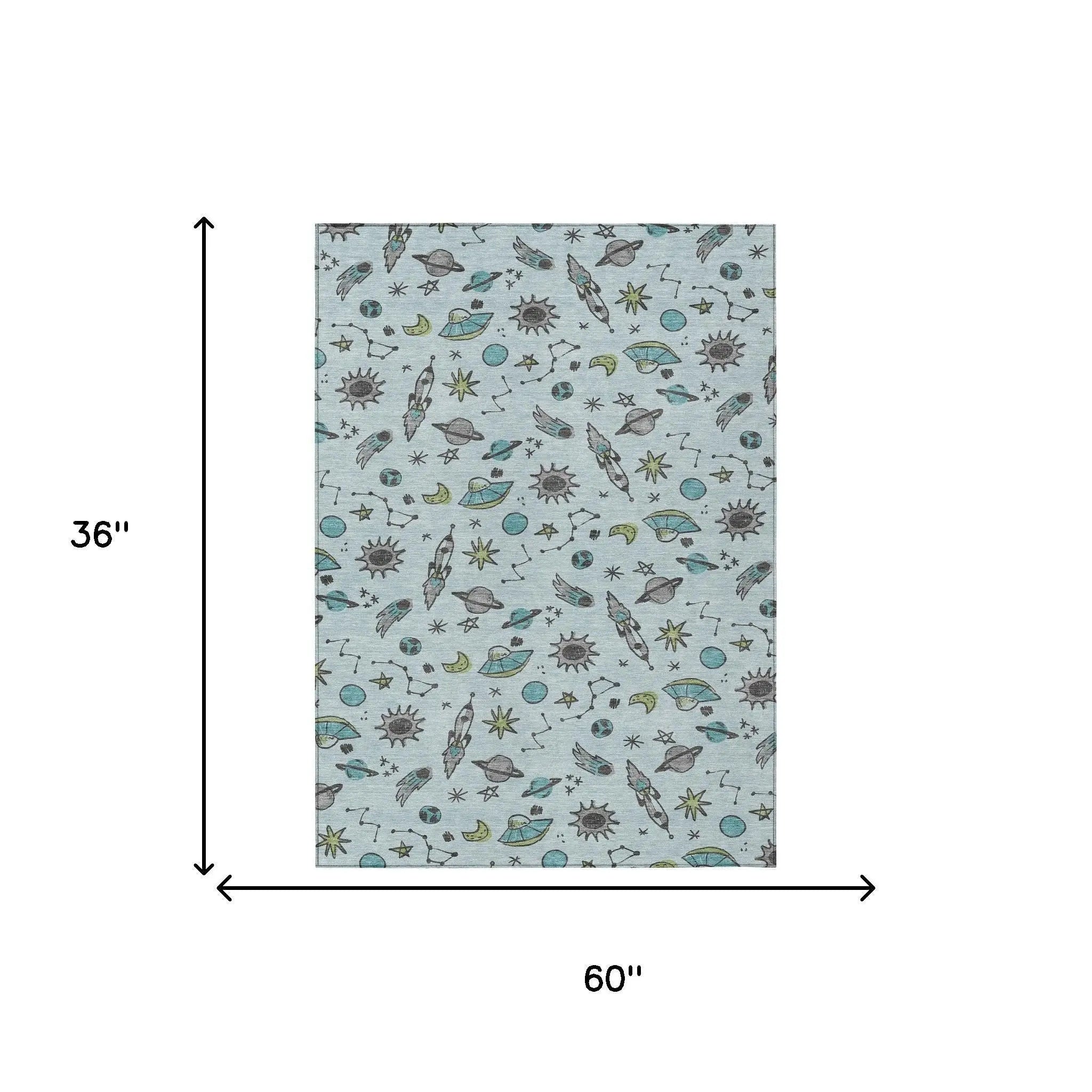 3' X 5' Sky Blue And Teal Blue Animal Print Washable Indoor Outdoor Area Rug Homeroots Outdoor
