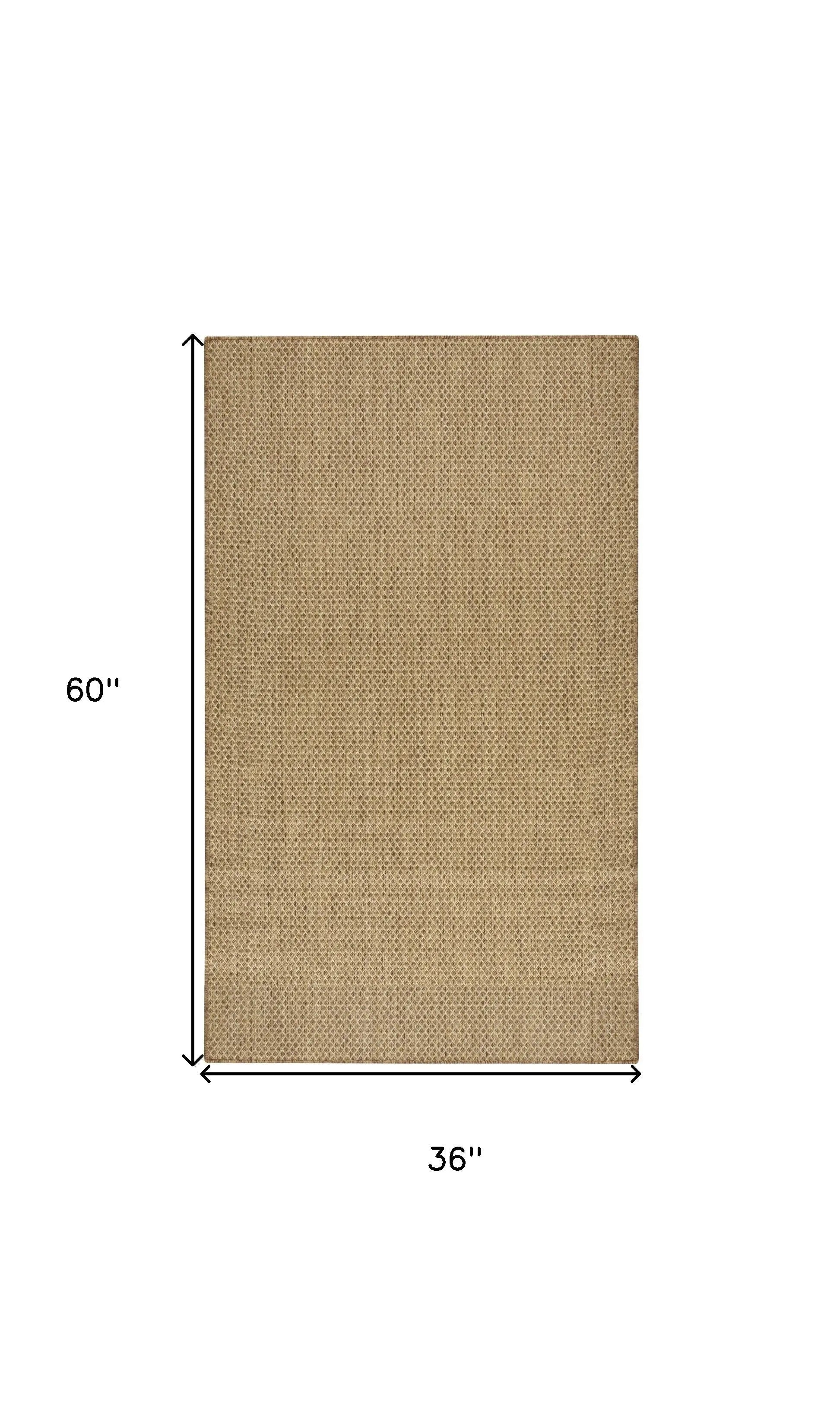 3' X 5' Tan And Brown Geometric Indoor Outdoor Area Rug Homeroots Outdoor
