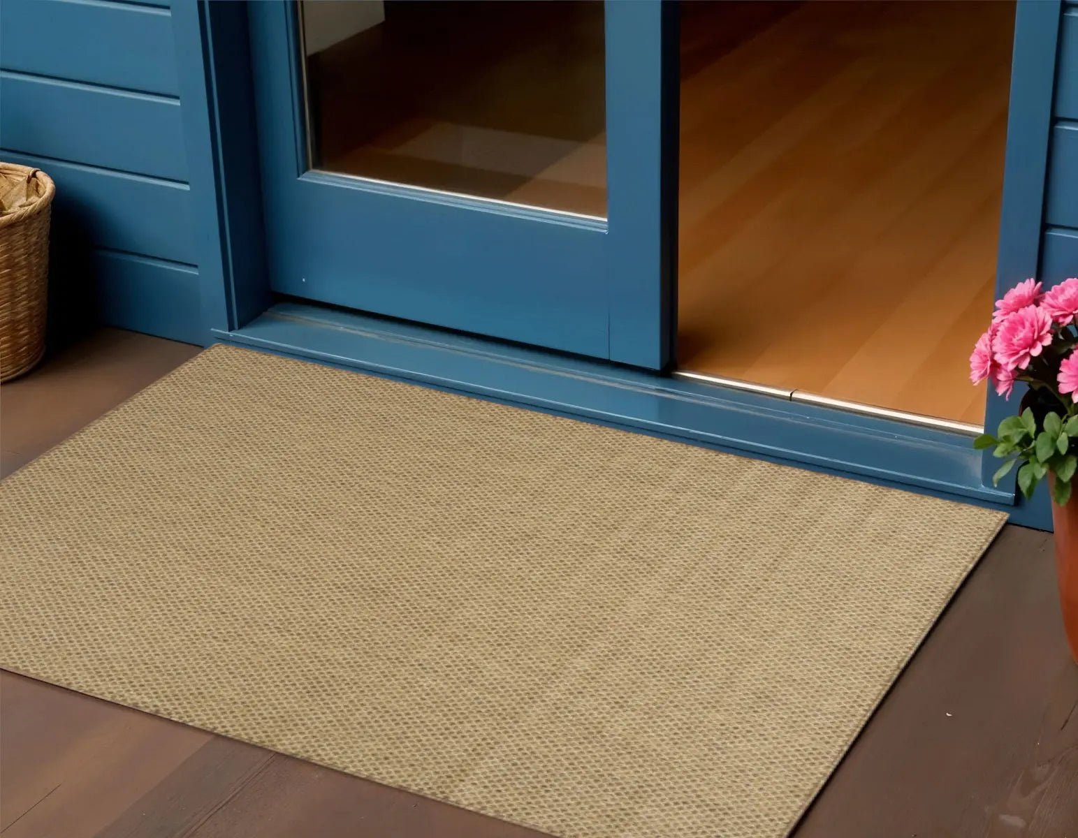 3' X 5' Tan And Brown Geometric Indoor Outdoor Area Rug Homeroots Outdoor