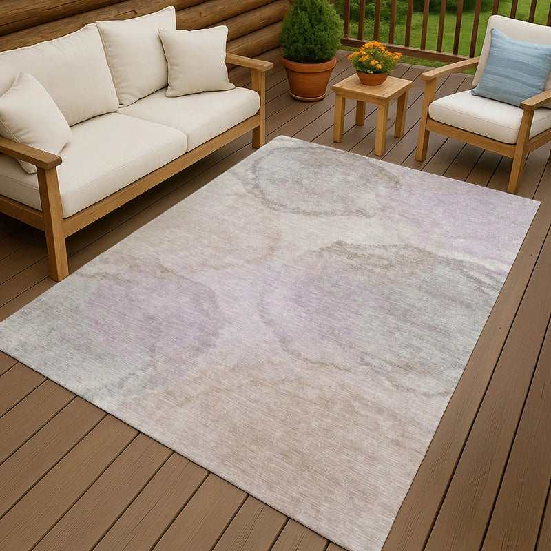 3' X 5' Taupe And Beige Abstract Washable Indoor Outdoor Area Rug Homeroots Outdoor