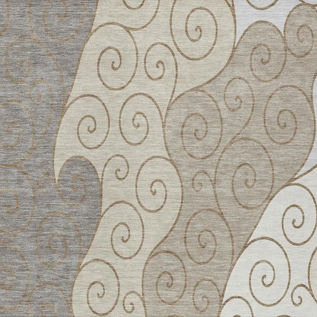 3' X 5' Taupe And Beige Abstract Washable Indoor Outdoor Area Rug Homeroots Outdoor