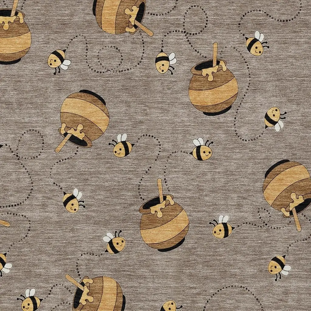3' X 5' Taupe And Beige Geometric Washable Indoor Outdoor Area Rug Homeroots Outdoor