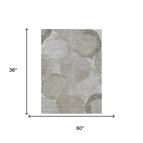 3' X 5' Taupe And Brown Geometric Washable Indoor Outdoor Area Rug Homeroots Outdoor