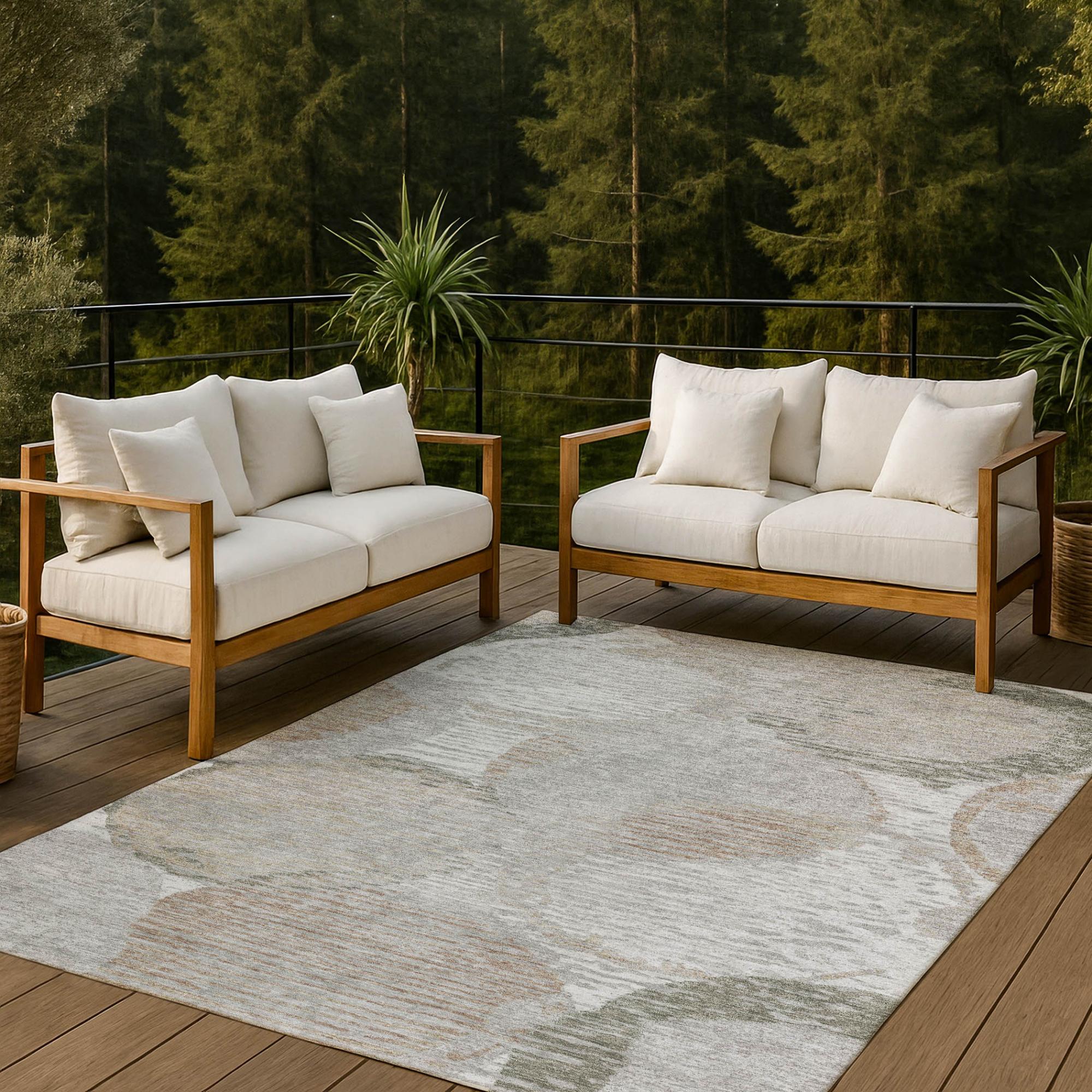 3' X 5' Taupe And Brown Geometric Washable Indoor Outdoor Area Rug Homeroots Outdoor