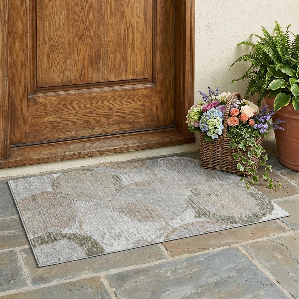 3' X 5' Taupe And Brown Geometric Washable Indoor Outdoor Area Rug Homeroots Outdoor