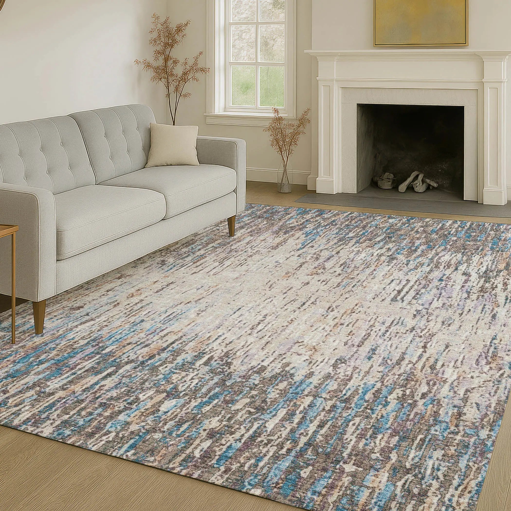 3' X 5' Taupe And Brown Striped Washable Indoor Outdoor Area Rug Homeroots Outdoor
