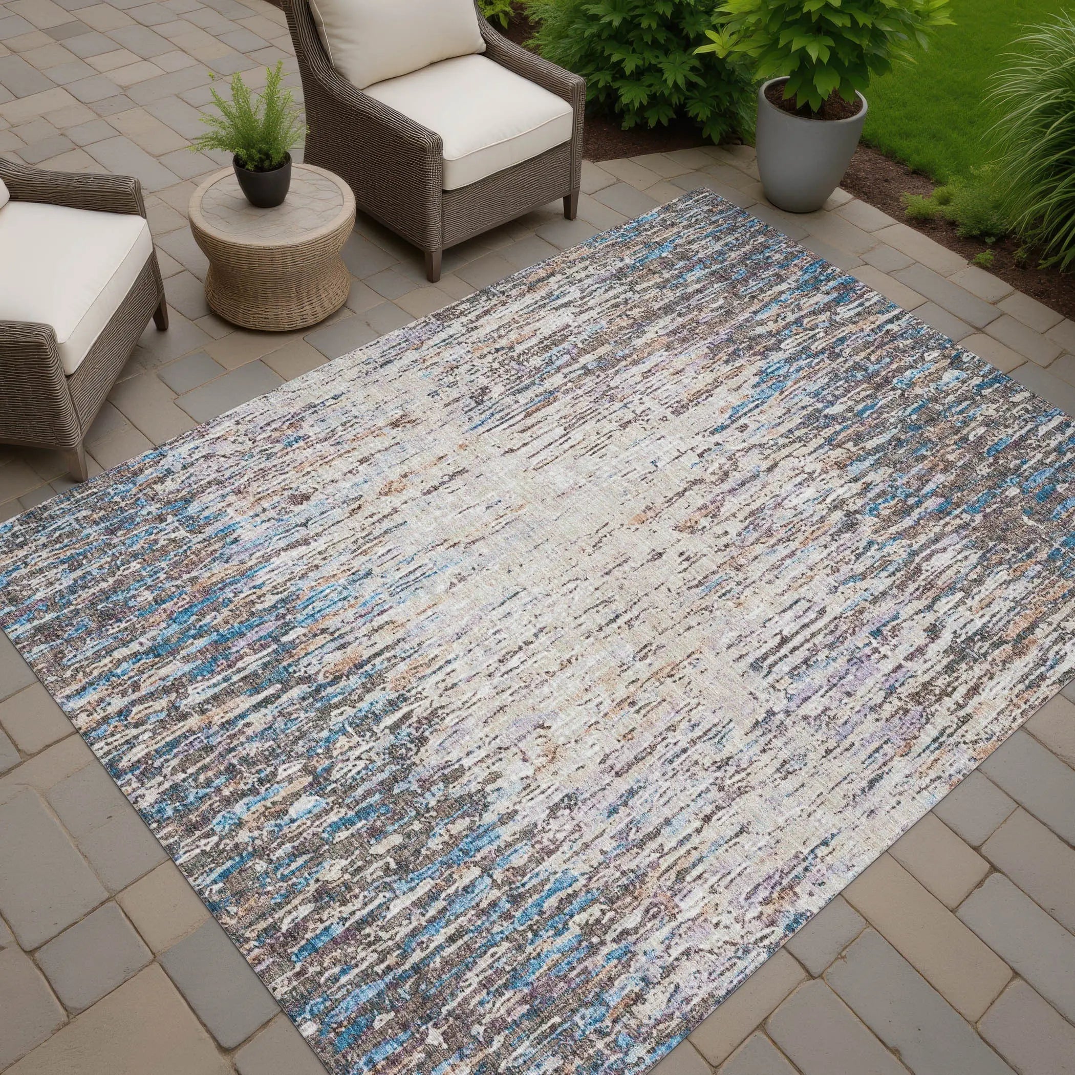 3' X 5' Taupe And Brown Striped Washable Indoor Outdoor Area Rug Homeroots Outdoor
