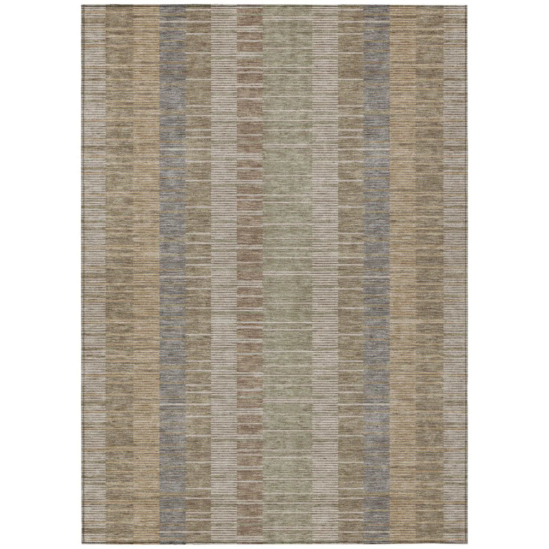 3' X 5' Taupe And Brown Striped Washable Indoor Outdoor Area Rug Homeroots Outdoor