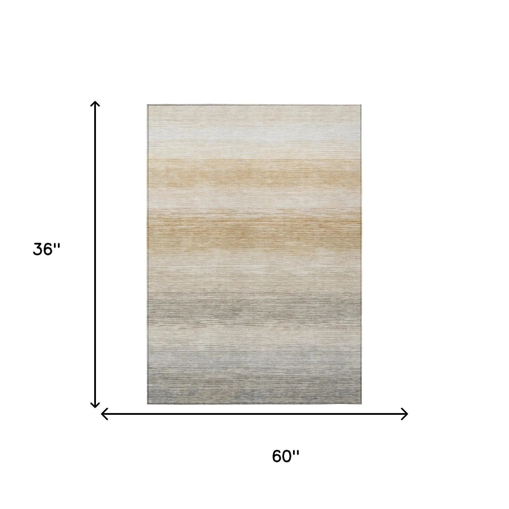 3' X 5' Taupe And Brown Striped Washable Indoor Outdoor Area Rug Homeroots Outdoor