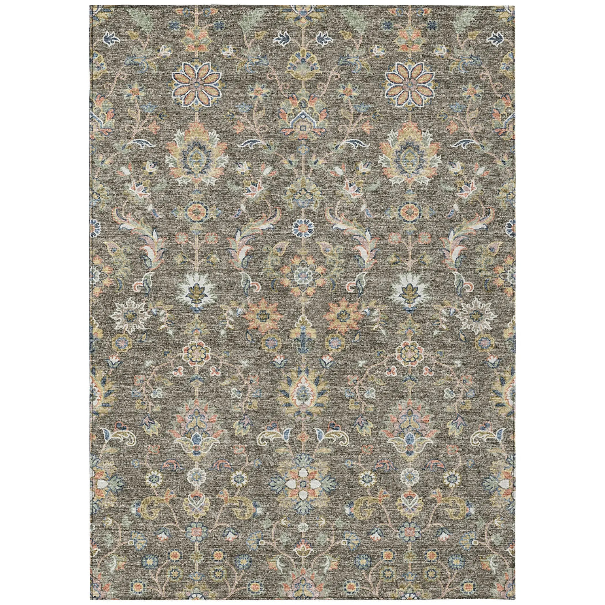 3' X 5' Taupe And Denim Blue Abstract Washable Indoor Outdoor Area Rug Homeroots Outdoor