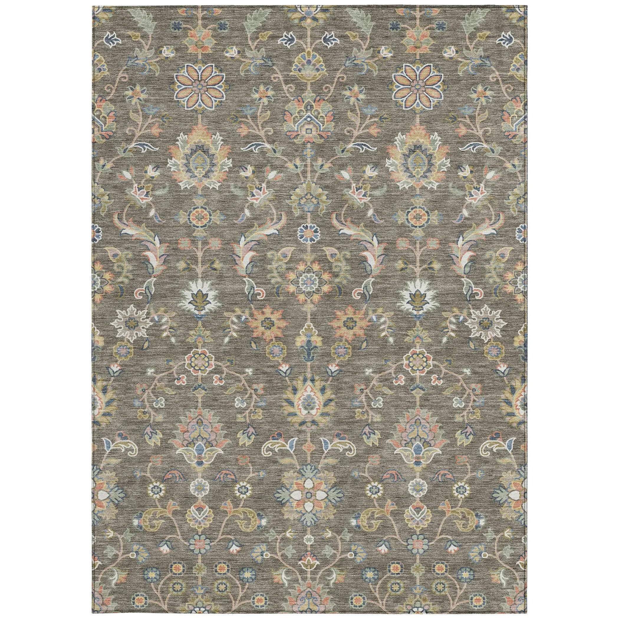 3' X 5' Taupe And Denim Blue Abstract Washable Indoor Outdoor Area Rug Homeroots Outdoor