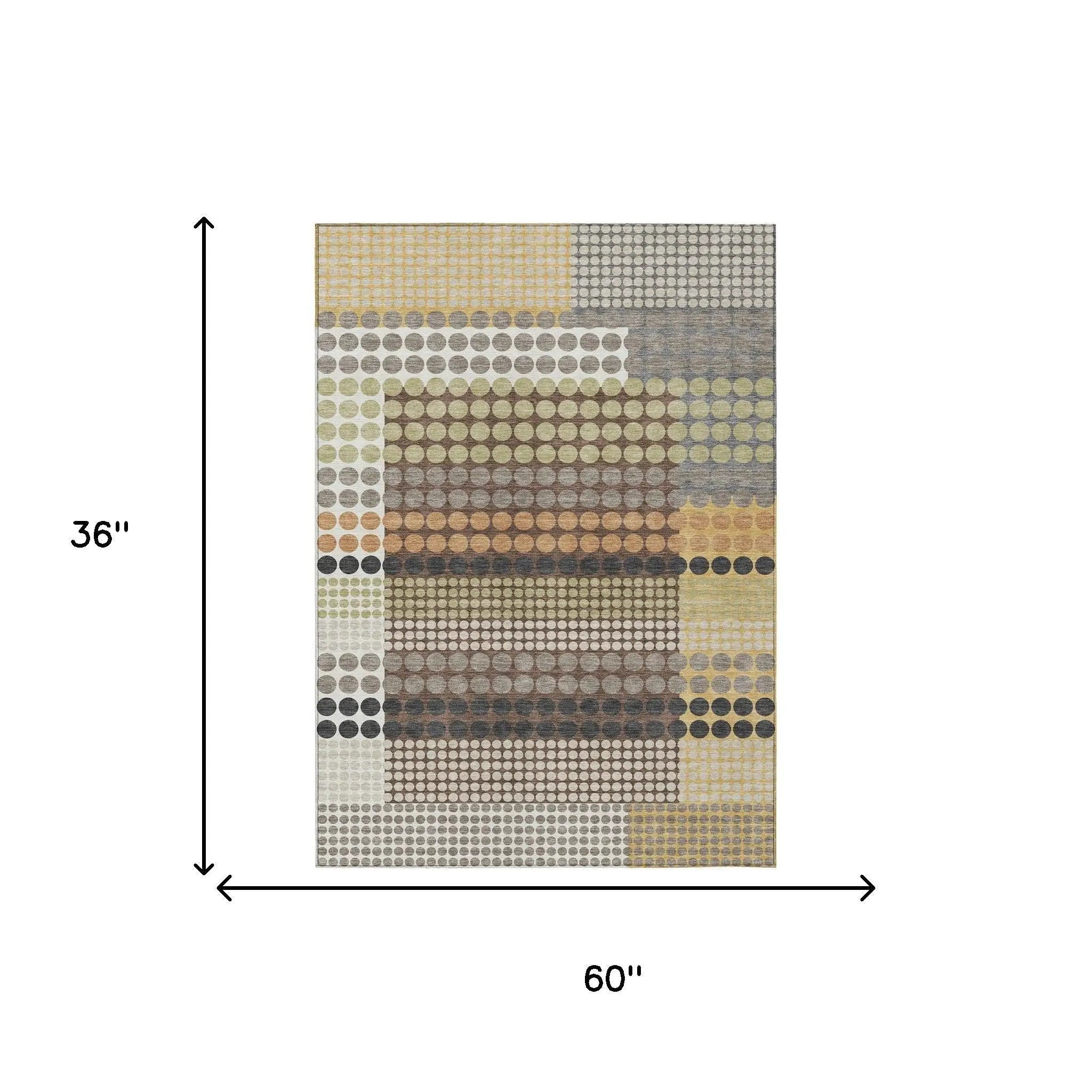 3' X 5' Taupe And Gold Geometric Washable Indoor Outdoor Area Rug Homeroots Outdoor