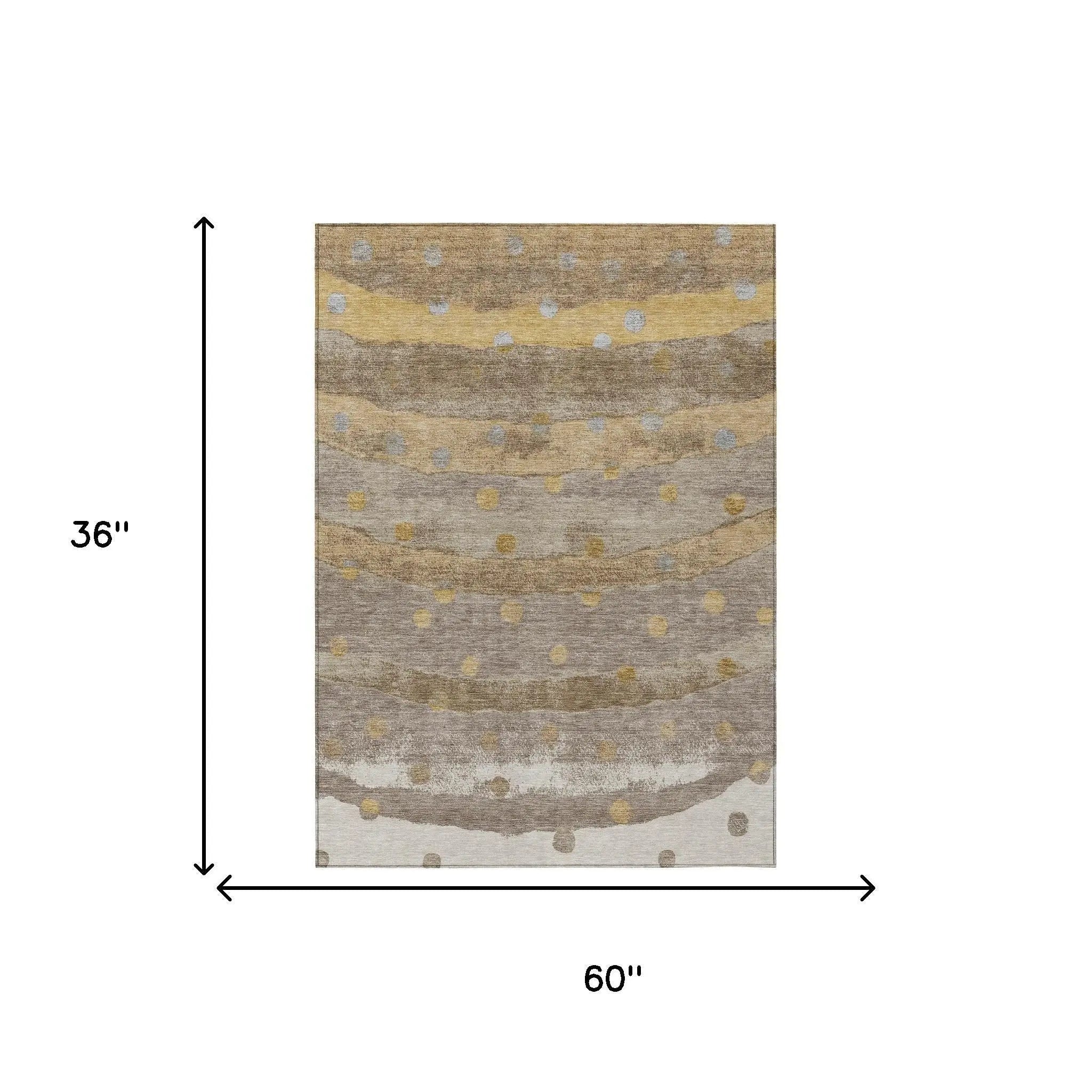 3' X 5' Taupe And Gold Striped Washable Indoor Outdoor Area Rug Homeroots Outdoor