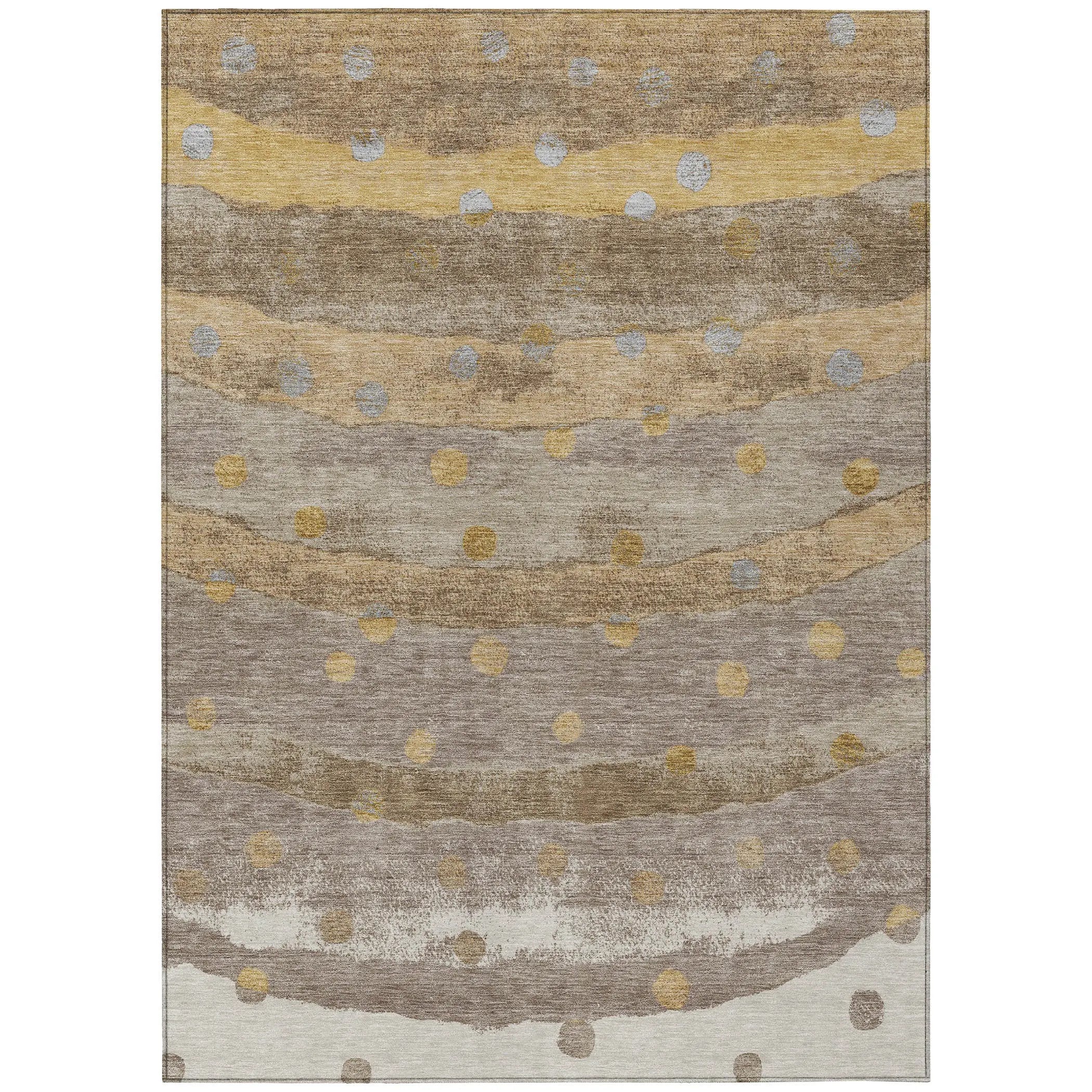 3' X 5' Taupe And Gold Striped Washable Indoor Outdoor Area Rug Homeroots Outdoor