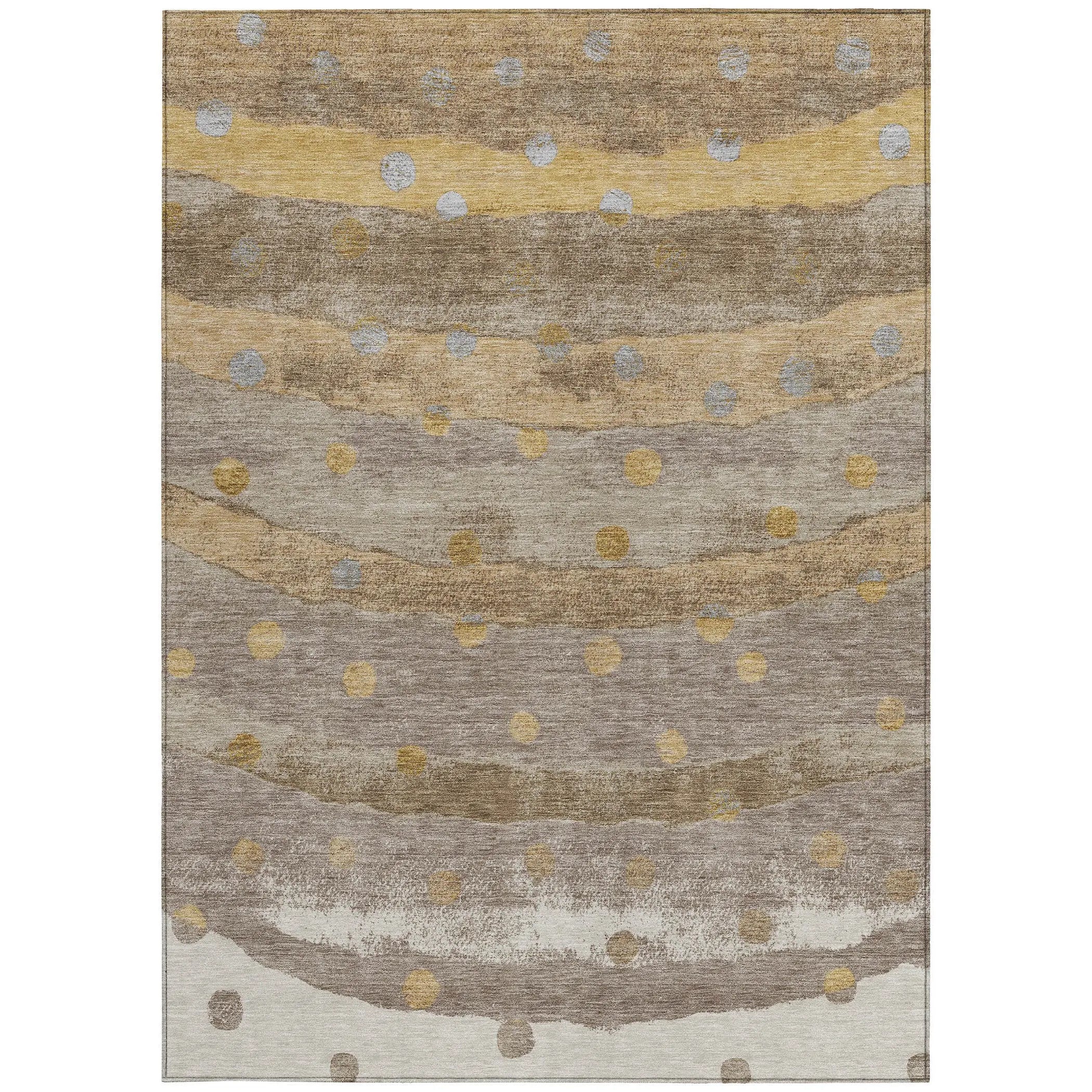 3' X 5' Taupe And Gold Striped Washable Indoor Outdoor Area Rug Homeroots Outdoor
