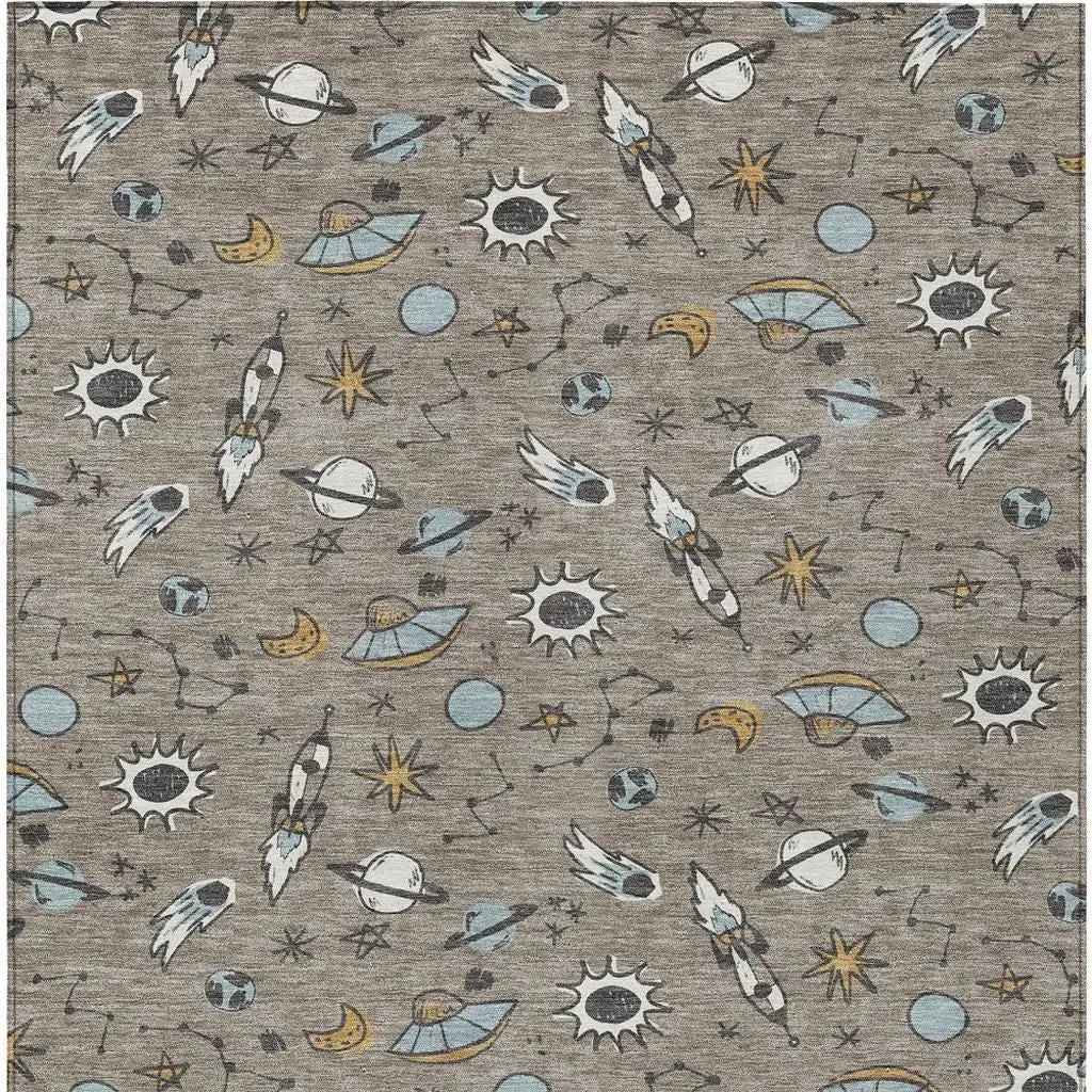 3' X 5' Taupe And Gray Animal Print Washable Indoor Outdoor Area Rug Homeroots Outdoor