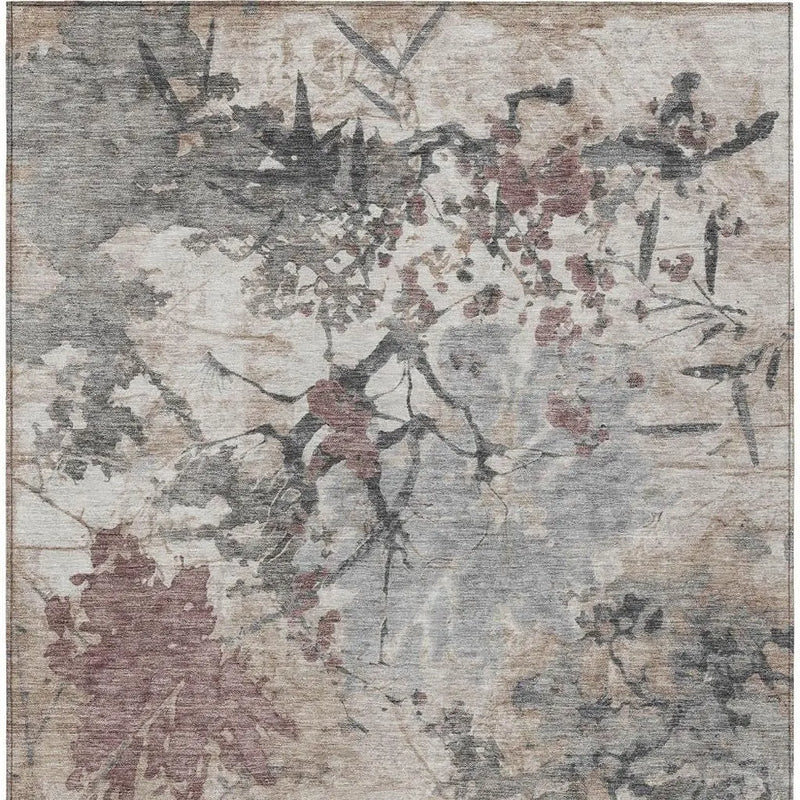 3' X 5' Taupe And Green Abstract Washable Indoor Outdoor Area Rug Homeroots Outdoor
