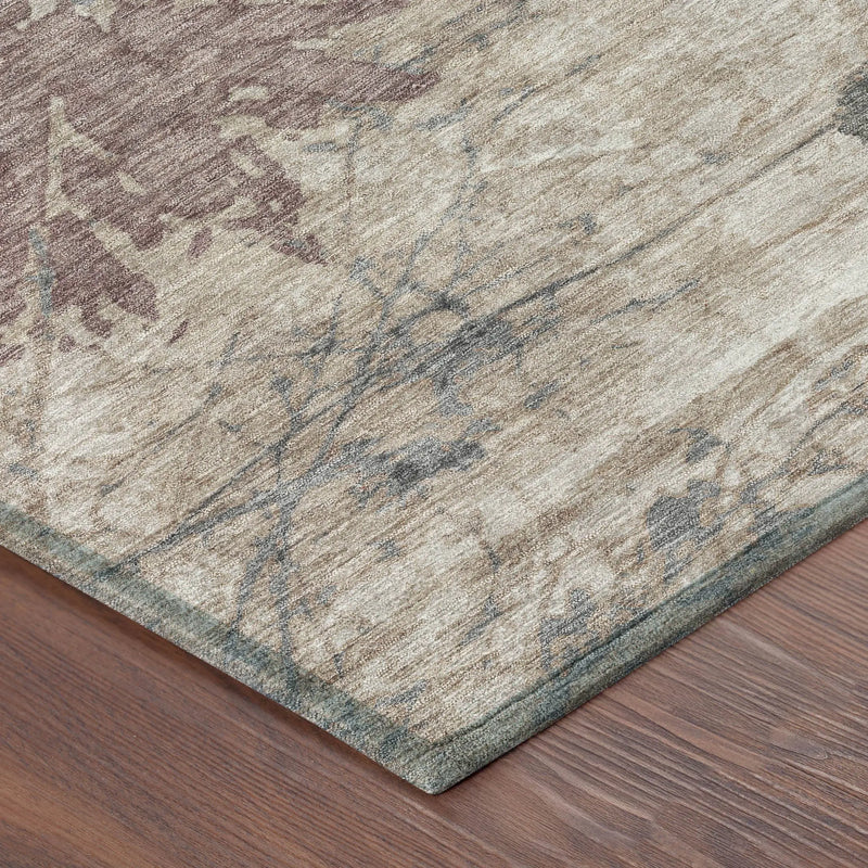 3' X 5' Taupe And Green Abstract Washable Indoor Outdoor Area Rug Homeroots Outdoor
