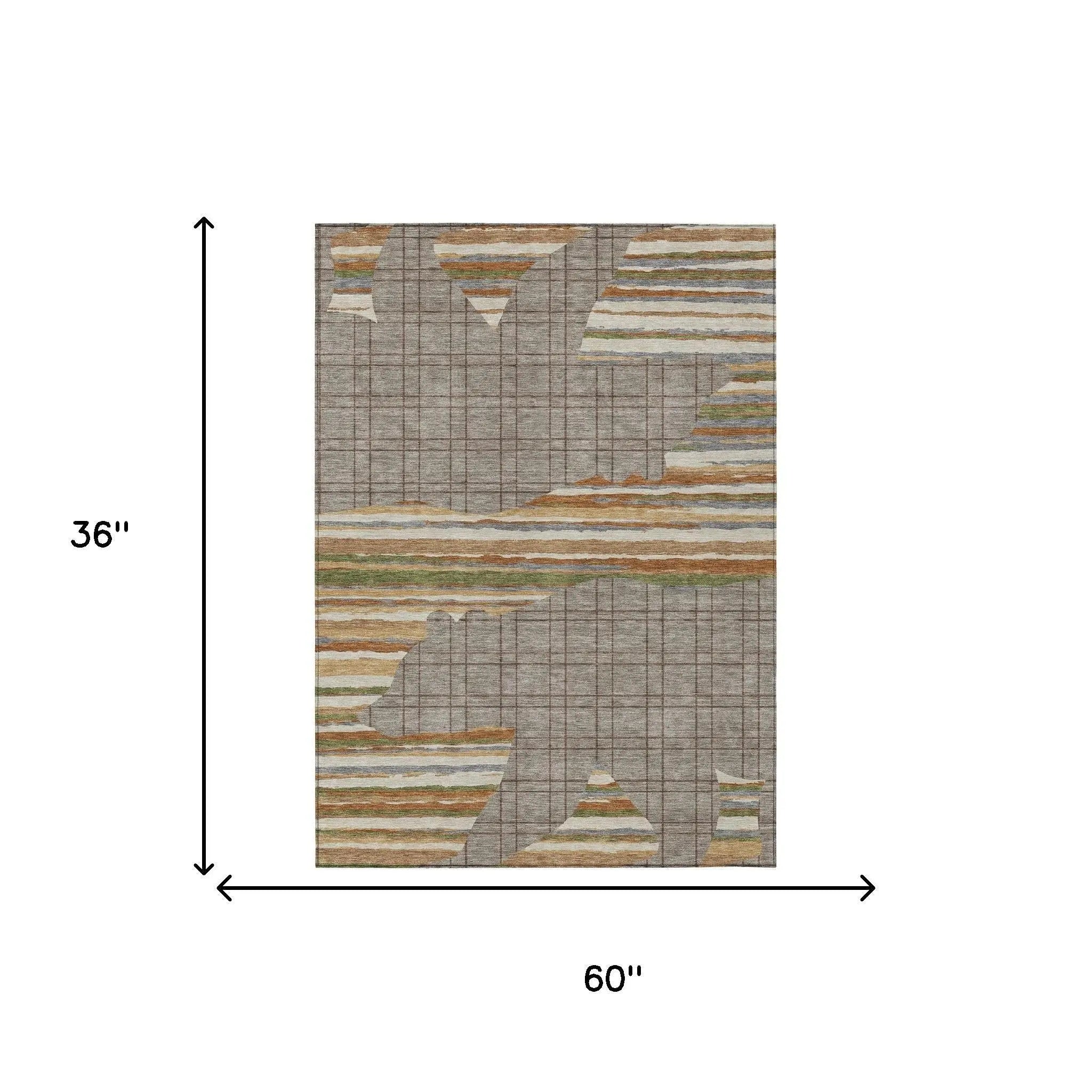 3' X 5' Taupe And Ivory Abstract Washable Indoor Outdoor Area Rug Homeroots Outdoor