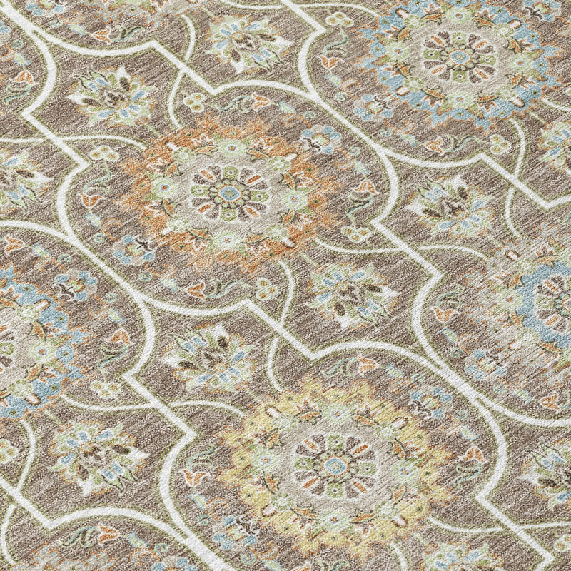 3' X 5' Taupe And Ivory Floral Medallion Washable Indoor Outdoor Area Rug Homeroots Outdoor