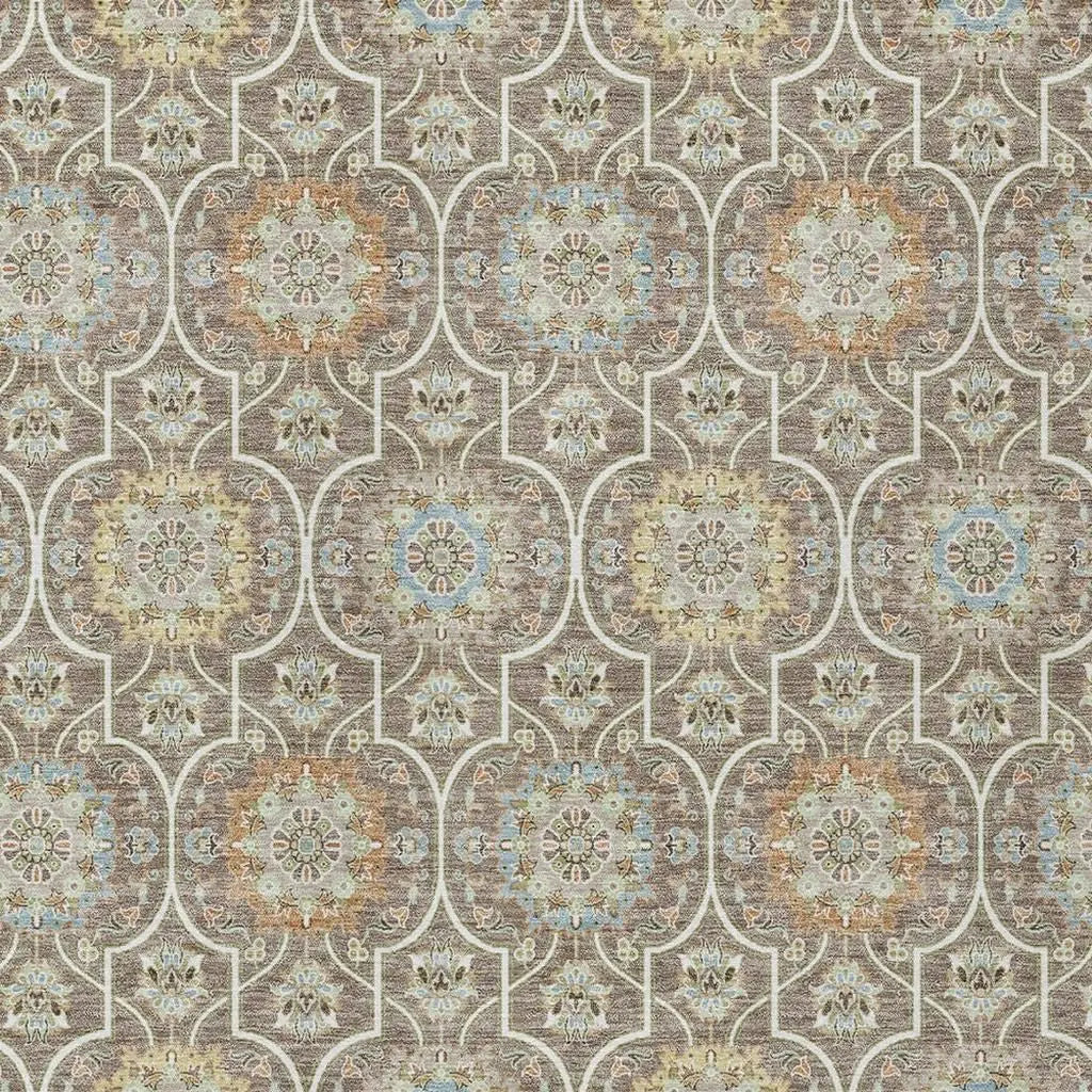 3' X 5' Taupe And Ivory Floral Medallion Washable Indoor Outdoor Area Rug Homeroots Outdoor