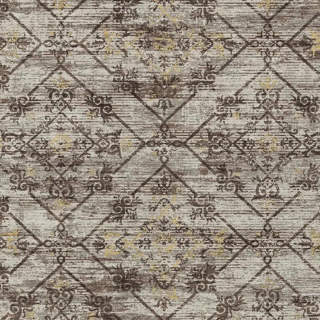 3' X 5' Taupe And Ivory Geometric Washable Indoor Outdoor Area Rug Homeroots Outdoor