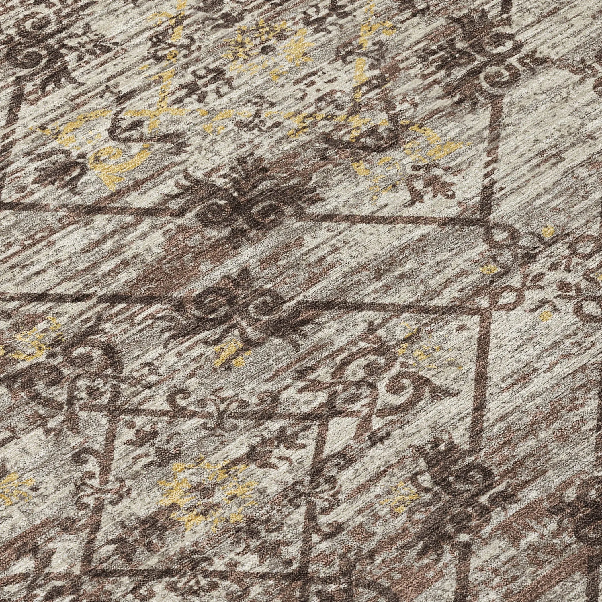 3' X 5' Taupe And Ivory Geometric Washable Indoor Outdoor Area Rug Homeroots Outdoor