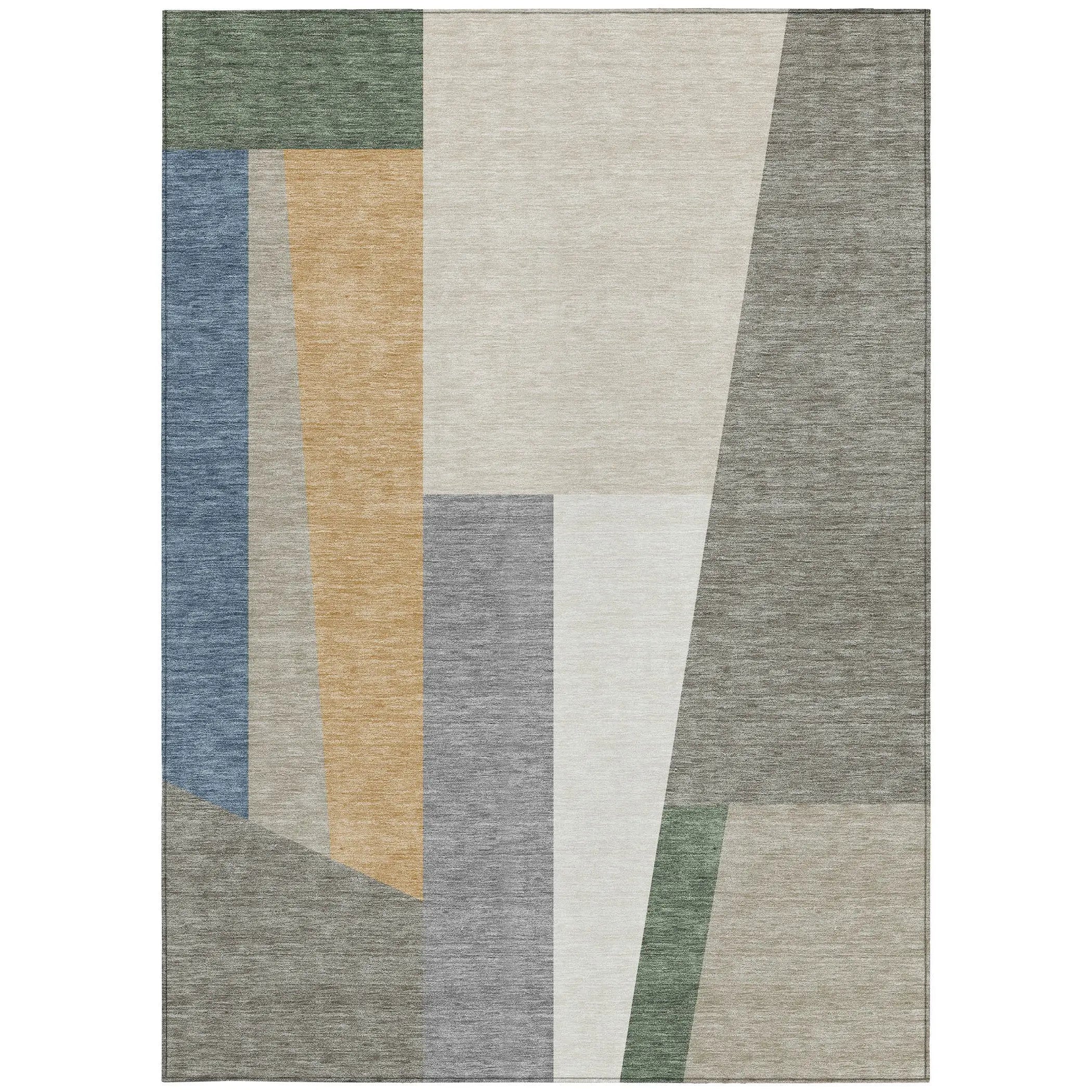 3' X 5' Taupe And Olive Green Geometric Washable Indoor Outdoor Area Rug Homeroots Outdoor