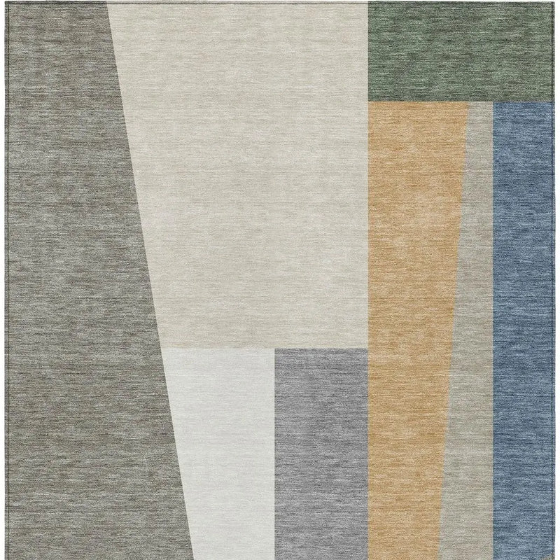 3' X 5' Taupe And Olive Green Geometric Washable Indoor Outdoor Area Rug Homeroots Outdoor
