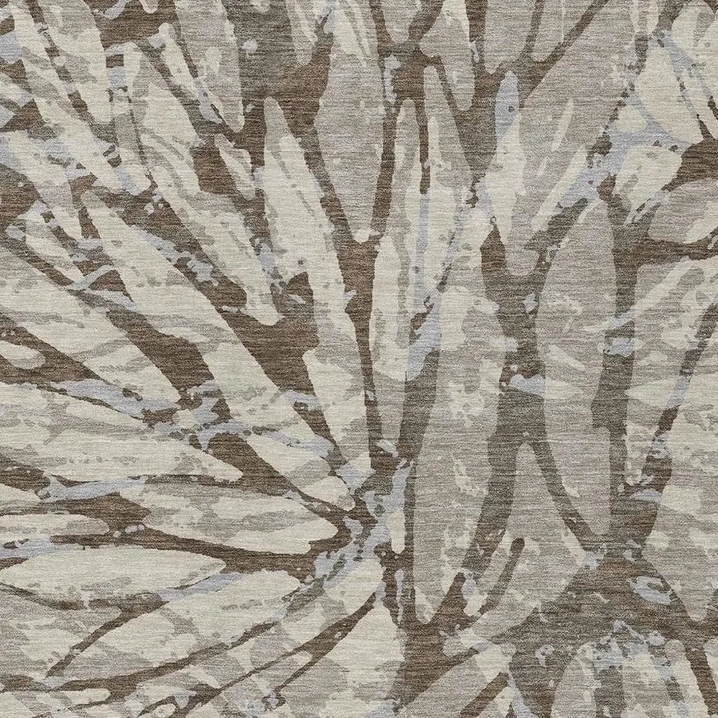 3' X 5' Taupe And Teal Blue Abstract Washable Indoor Outdoor Area Rug Homeroots Outdoor